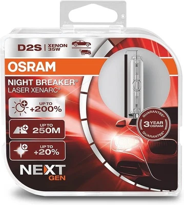 OSRAM Xenarc Night Breaker Laser D2S Xenon Headlight Bulbs (Twin) 200% NEXT GEN - Image 1 of 4