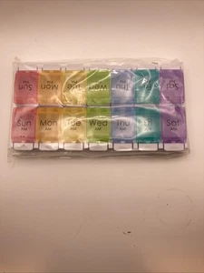 XL Pill Organizer Weekly 2 Times a Day, AM PM Pill Box Medicine Ez Open New - Picture 1 of 8