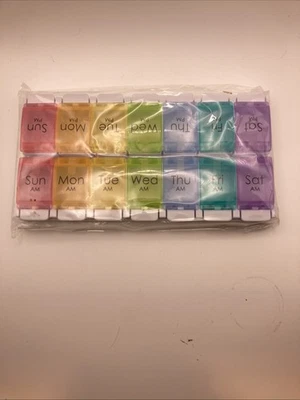 XL Pill Organizer Weekly 2 Times a Day, AM PM Pill Box Medicine Ez Open New - Image 1 of 4