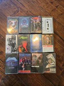 Lot 12 Vintage Mixed Cassettes Tapes Rock Metallica Ozzy Black Sabbath Nirvana - Picture 1 of 6