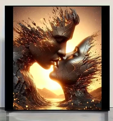 Kit de pintura artística diamante 5D hombre y mujer besándose Foto 1 de 4