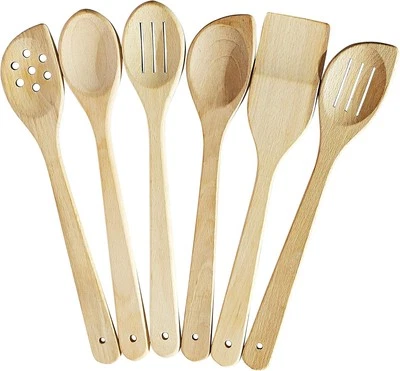 Healthy Wooden Spoons For Cooking Set of 6. Safe 🥇Top Natural  - Image 1 of 4