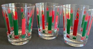 McBeth 3 Double Old Fashion Rocks Gläser rot & grün Kerzen trinken Vintage - Bild 1 von 6