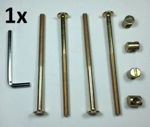 1 KIT de 4 tornillos y 4 tuercas para camas, cunas y muebles. (M6 x 100MM) + Llave Allen - Imagen 1 de 6