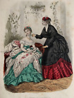 Original 1869 Französisch Antik Hand Farbig Platte - Modus Illustree -N12 -