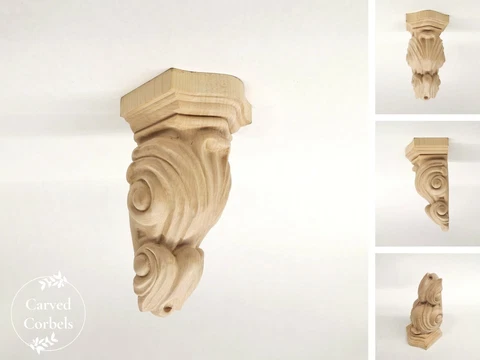 Pair of Curtain Victorian style decorative wood carved handcrafted corbels (2) Cover