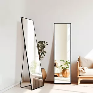 Standing Mirror Full Length Mirror, Large Floor Mirror w Aluminum Frame 56"x15" - Picture 1 of 6