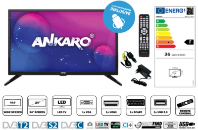 Ankaro CL 2402 LED TV 24 Zoll EasyFind Travel 12/24V Camping Fernseher Wohnmobil - Bild 1 von 4