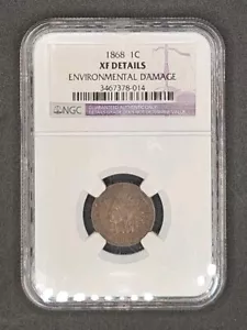 1868 Indian Head Cent | NGC XF Details, Environmental Damage - Picture 1 of 4