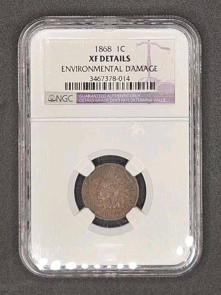 1868 Indian Head Cent | NGC XF Details, Environmental Damage - Image 1 of 4
