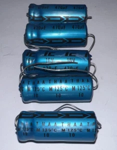 470uF 16-VOLT Axial Electrolytic Capacitor  125°C ￼￼￼ International Capacitors - Picture 1 of 13