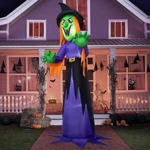 Joiedomi 12 FT Tall Halloween Inflatable Witch with Built-in LED Lights  Blow Up