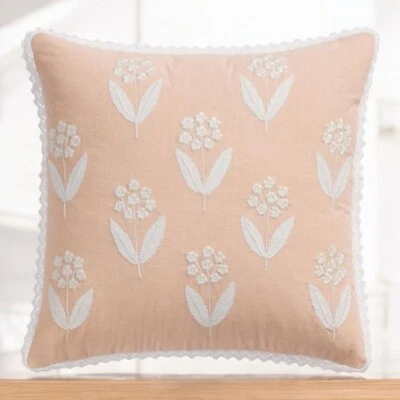 Pottery Barn Teen LILI Embroidered PILLOW COVER 20"x20" Peach NEW - Image 1 of 3