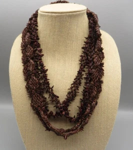 Extra Long Vintage 1960s Koa Seed Lei Necklace Boho, Tiki, Handmade Lot of Two - Picture 1 of 21