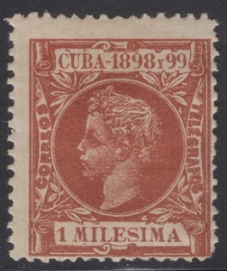 1898 SPAIN COLONY RH#C1 TELEGRAPH Alfonso XII MLH OG - Picture 1 of 2