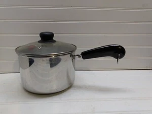 Revere Ware 3 Qt Saucepan Copper Clad Stainless Sauté Pot Frying Pan & Glass Lid - Picture 1 of 8