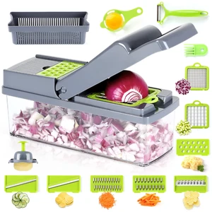 14 in 1 Vegetable Chopper, Multifunctional Food Chopper Vegetable Fruit Cutter D - Picture 1 of 12