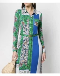 Tory Burch Printed Jersey Shirtdress 2019 Grand Voyage Stripe/424, Size Xxs - Picture 1 of 5