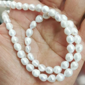 Elegent 17"7x8mm Natural South Sea Genuine White Tear Drop Pearl Necklace 1088 - Picture 1 of 3
