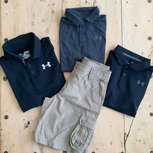 UNDER ARMOUR~Lot of 4 Boy’s Short Sleeve Polo Shirts Shorts ~Size YMD (10-12) - Picture 1 of 13