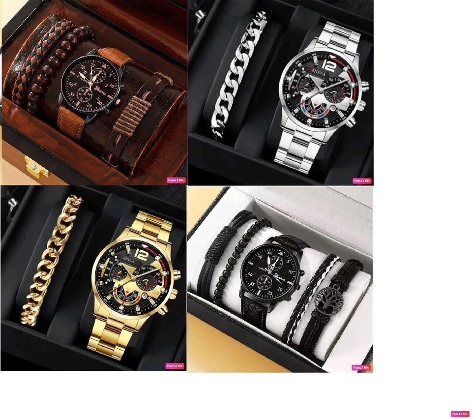 Fashion 3p Watches, Bracelets, and Necklaces Set - Perfect Gift for Any Occasion - Image 1 of 4
