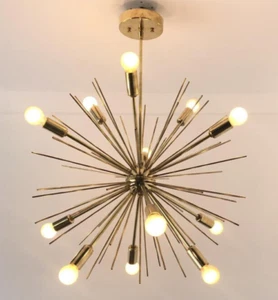 Mid Century Style Sea Urchin Chandelier 12 Light Sputnik Brass Beautiful light - Picture 1 of 6