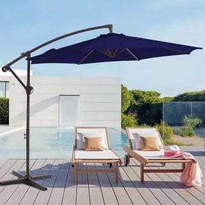10' Outdoor Hanging Offset Cantilever Umbrella for Patio(No Base), Navy Blue - Picture 1 of 12