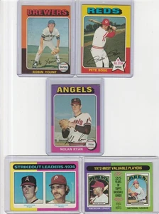 1975 TOPPS BASEBALL HOF STARTER LOT(5 CARDS)YOUNT RC,ROSE,RYAN,BENCH $49.99 SB - Picture 1 of 2