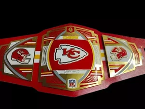 Kansas City Chiefs NFL Champion Replica Wrestling Belt 2MM Brass Adult Size NEW - Picture 1 of 4