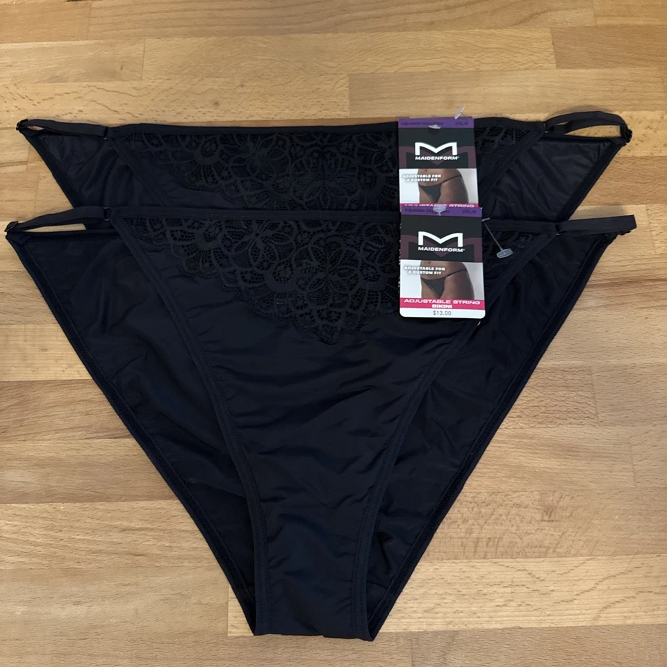Maidenform Adjustable String Bikini Panty DMLSBK Black Women’s Size 2XL 9