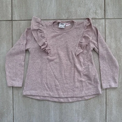 USED ZARA LONG SLEEVE RUFFLED SWEATER SZ 3-4 YEARS KIDS! - 0308 - Image 1 of 4