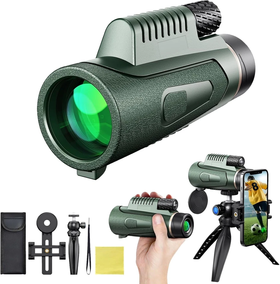 OLYCISM 12×50 Monokular Teleskop BAK-4 Prisma, voll mehrfach beschichtet, Smartphone