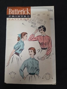 Blusa Butterick 7164 Damas A Medida Patrón Costura Talla 12 Busto Corte 30 Años 50 - Imagen 1 de 2