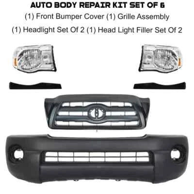 Front Bumper Cover Fascia and Headlight Assembly Kit For 2005-2011 Toyota Tacoma - Image 1 of 4