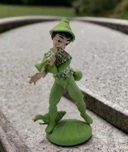 Man Piper with Duck Green Figurine Italy 912 Resin - Picture 1 of 7