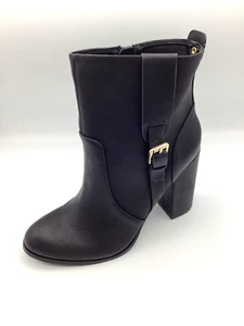 Womens Ladies Black Faux Leather High Heel Shoes Ankle Boots Size UK 8 New - Picture 1 of 9