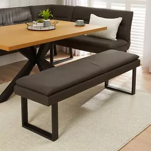 Bronx Industrial 3 Seater Bench Seat – Grey Faux Leather - Picture 1 of 9