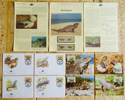 WWF Turks & Caicos ROCK IGUANA 1986 COMPLET SET Stamps Postcard & 1st Day Cancel - Image 1 of 4