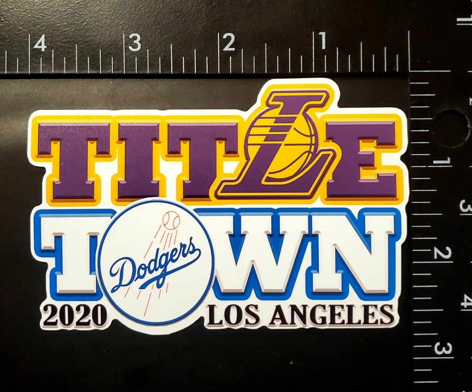 4" x 2.75" Title Town - LA Dodgers x Los Angeles Lakers 2020 Vinyl Sticker - Image 1 of 1