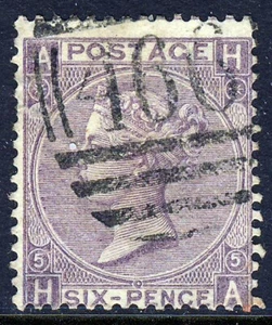 GB QV 1865 6d. Placa lila 5 emblemas de marca de agua HA SG 97 (especificación J73[2]) VFU - Imagen 1 de 2