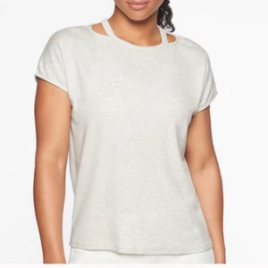 Camiseta Top ATHLETA Para Mujer Talla XS Gris Niebla Brezo Vista Cuello Abierto Acanalado Tejido - Imagen 1 de 10