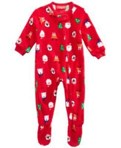 Family Pjs Baby Santa And Friends Footed Pajamas Red 18MOS