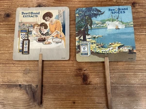 Antique 2 Advertising Fan McCormick Spice Co Baltimore BEE BRAND Extracts+Spices - Picture 1 of 9