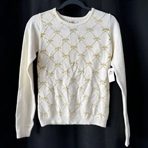 Disney Store Cream / Gold Detailing Sweater Kids Girls size L 10/12 NWT - Picture 1 of 9