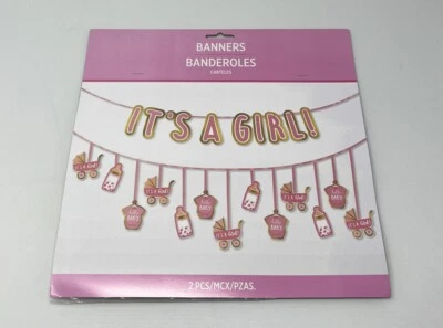 Baby Shower "¡Es una niña!" 12 pies revelación de género género suministros de fiesta rosa ¡2 filas! Foto 1 de 3