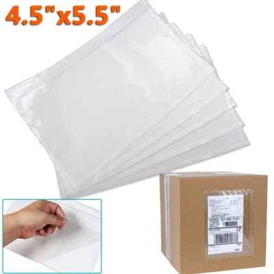 100-1000 Clear Adhesive Packing List Shipping Label Envelopes Pouches 4.5x5.5 - Image 1 of 4