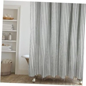 Modern Transitional Stripe Shower Curtain with 72"W x 72"L (Pack of 1) Cream - Picture 1 of 8