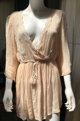 FOREVER 21 Womens Short Boho Style Dress - Lace Trim - Light Coral - Size M - Image 1 of 4