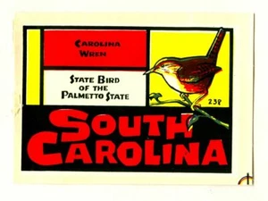 Vintage SOUTH CAROLINA Zaunkönig The Palmetto State Baxter Lane Reiseaufkleber! Unbenutzt! - Bild 1 von 2