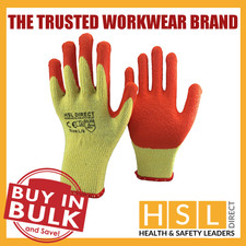 ORANGE LATEX RUBBER COATED NYLON SAFETY WORK GRIPPER GLOVES BUILDER GARDENING